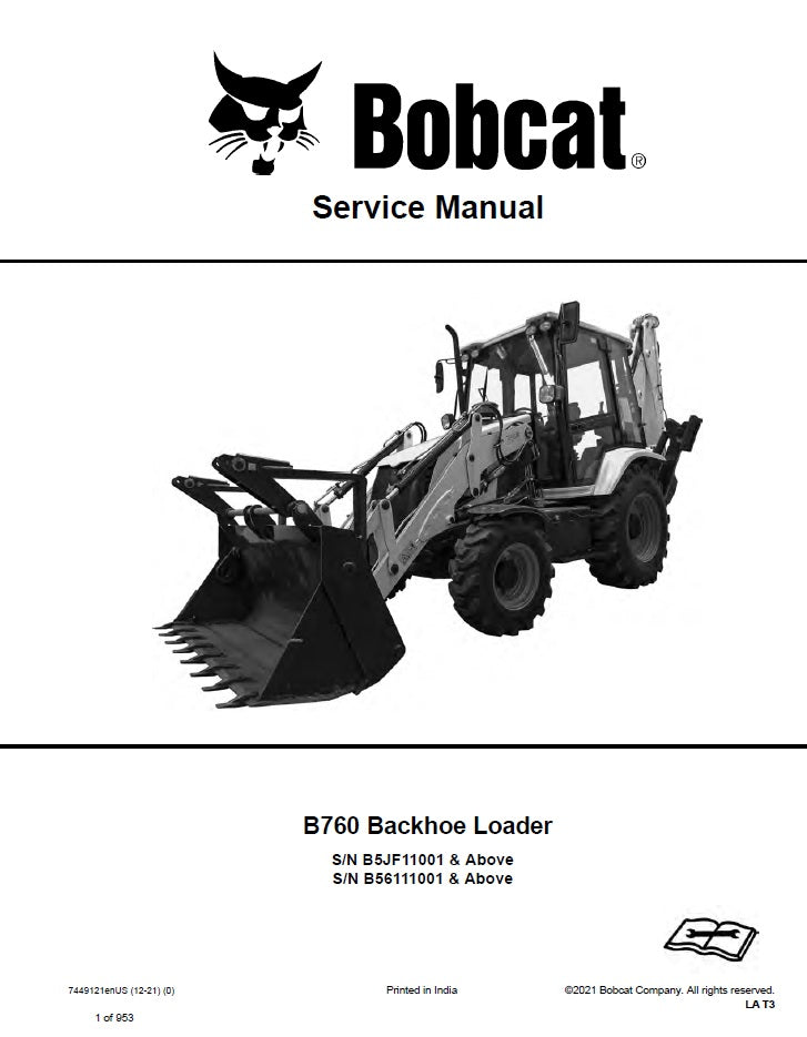 Bobcat B760 Backhoe Loader PDF Service Repair Manual