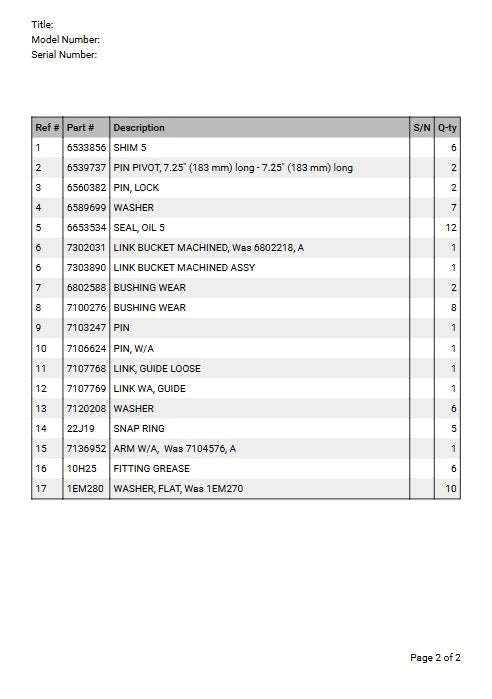 Bobcat T250 Compact Track Loader Parts Catalog Manual Instant PDF