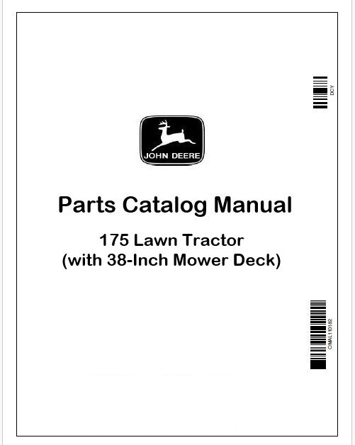 John Deere 175 Lawn Tractor Parts Catalog Manual PDF (with 38-Inch Mower Deck) PC10391