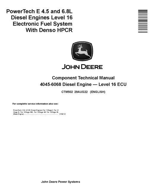 Powertech 4045, 6068 Diesel Engines Level 16 Electronic Fuel System With Denso Pdf Repair Service Manual (CTM502)