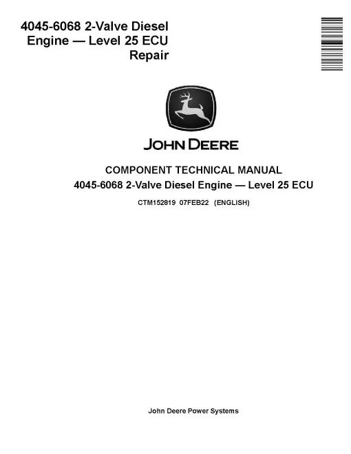 Powertech 4045 and 6068 - Level 25 ECU Diesel Engines (Tier 3/ Stage IIIA) Component Pdf Repair Service Manual (CTM152819)