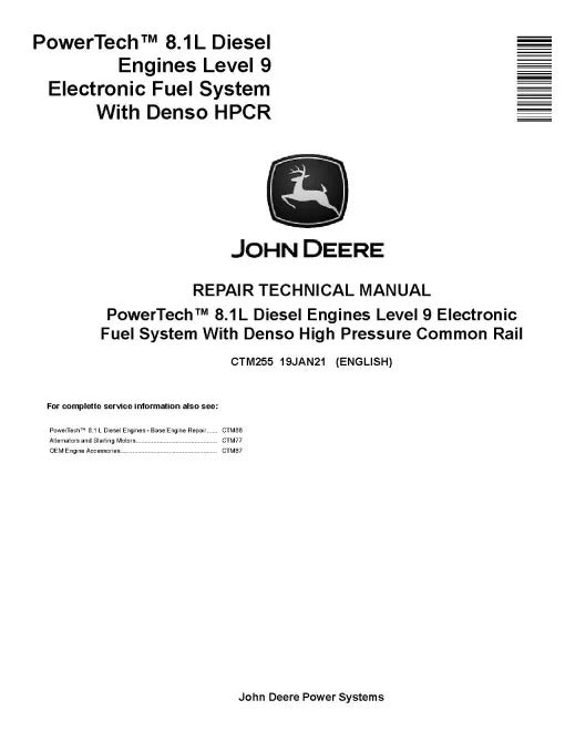 PowerTech 6081 8.1L Diesel Engines Level 9 Electronic Fuel System With Denso High Pressure Common Rail Pdf Repair Service Manual (CTM255)