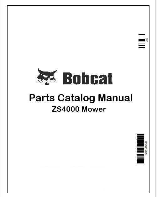 Bobcat ZS4000 Mower Parts Catalog Manual Instant PDF