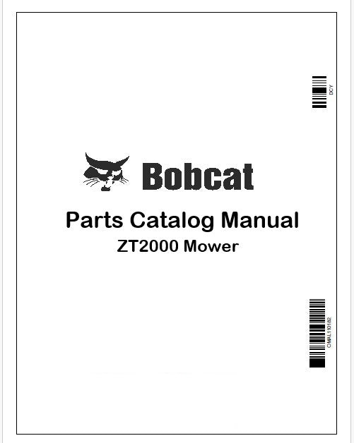 Bobcat ZT2000 Mower Parts Catalog Manual Instant PDF