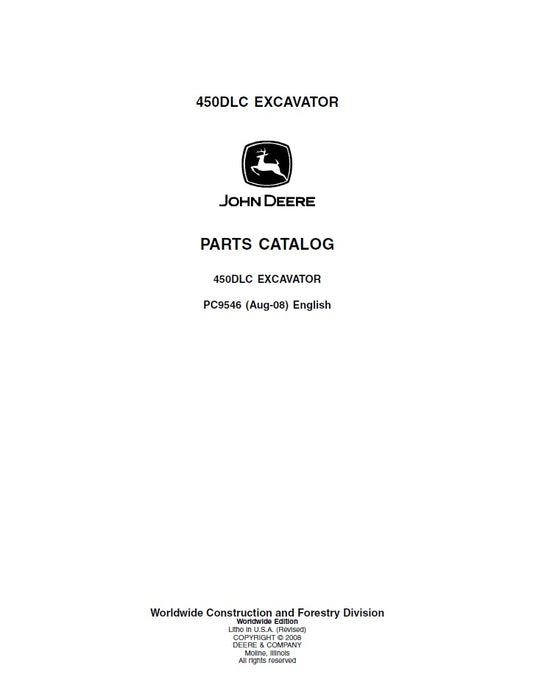 John Deere 450D LC Crawler Excavators PDF Parts Catalog Manual PC9546