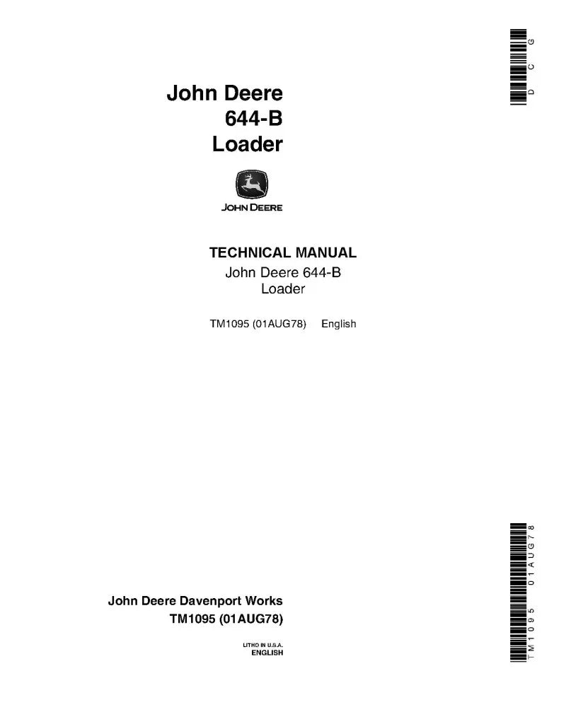 John Deere 644B and JD644B Wheel Loaders Pdf Service Technical Manual TM1095