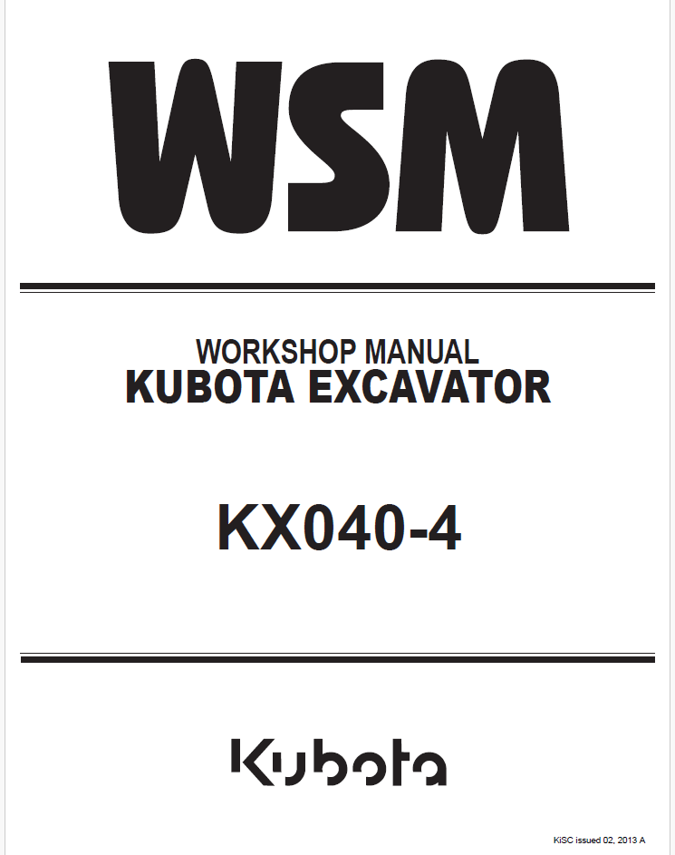 Kubota KX040-4 Excavator Repair Manual | OEM PDF Download