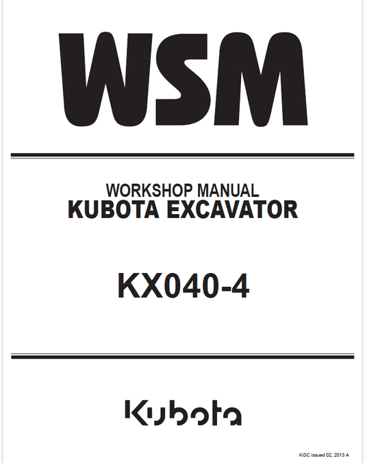 Kubota KX040-4 Excavator Repair Manual | OEM PDF Download