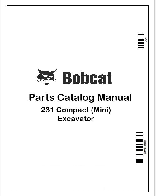 Bobcat 231 Compact (Mini) Excavator Parts Catalog Manual Instant PDF