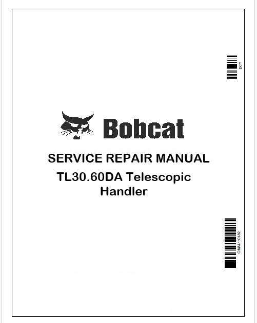 Bobcat TL30.60DA Telescopic Handler Repair Service Manual Instant PDF