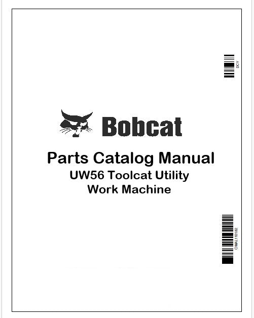 Bobcat UW56 Toolcat Utility Work Machine Parts Catalog Manual Instant PDF