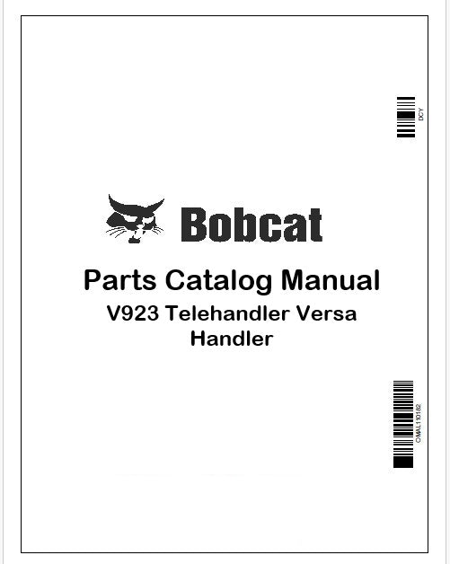 Bobcat V923 Telehandler Versa Handler Parts Catalog Manual Instant PDF