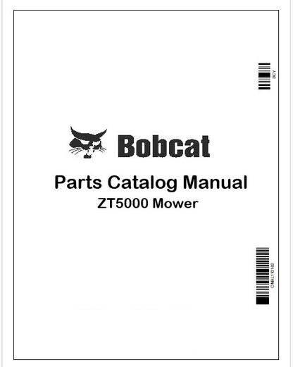 Bobcat ZT5000 Mower Parts Catalog Manual Instant PDF