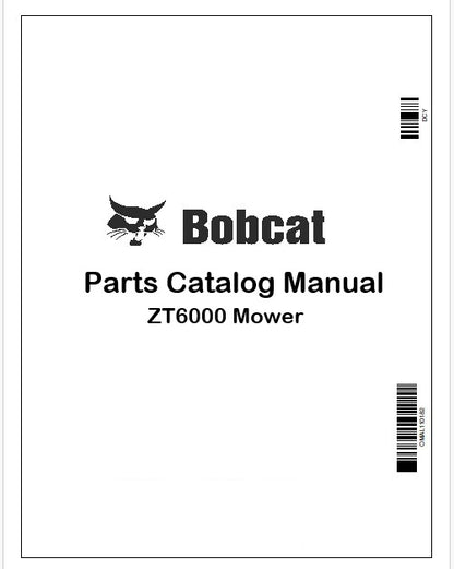 Bobcat ZT6000 Mower Parts Catalog Manual Instant PDF