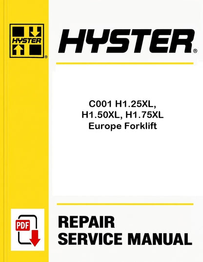 Hyster C001 H1.25XL, H1.50XL, H1.75XL Europe Forklift Pdf Service Manual