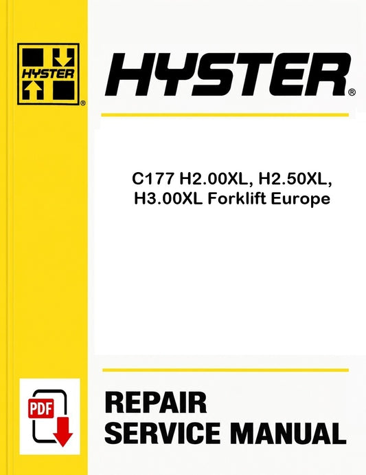 Hyster C177 H2.00XL, H2.50XL, H3.00XL Forklift Europe Pdf Service Manual