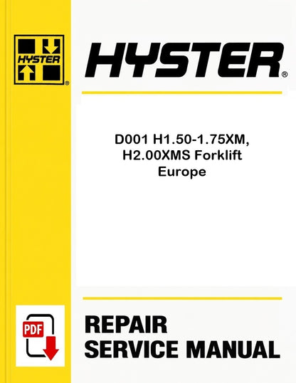 Hyster D001 H1.50-1.75XM, H2.00XMS Forklift Europe Pdf Service Manual