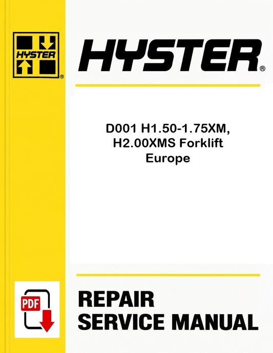 Hyster D001 H1.50-1.75XM, H2.00XMS Forklift Europe Pdf Service Manual