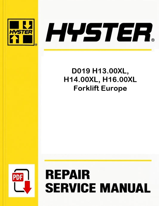 Hyster D019 H13.00XL, H14.00XL, H16.00XL Forklift Europe Pdf Service Manual