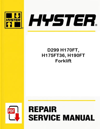 Hyster D299 H170FT, H175FT36, H190FT Forklift Pdf Service Manual
