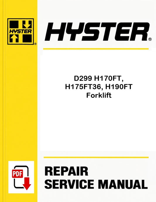 Hyster D299 H170FT, H175FT36, H190FT Forklift Pdf Service Manual