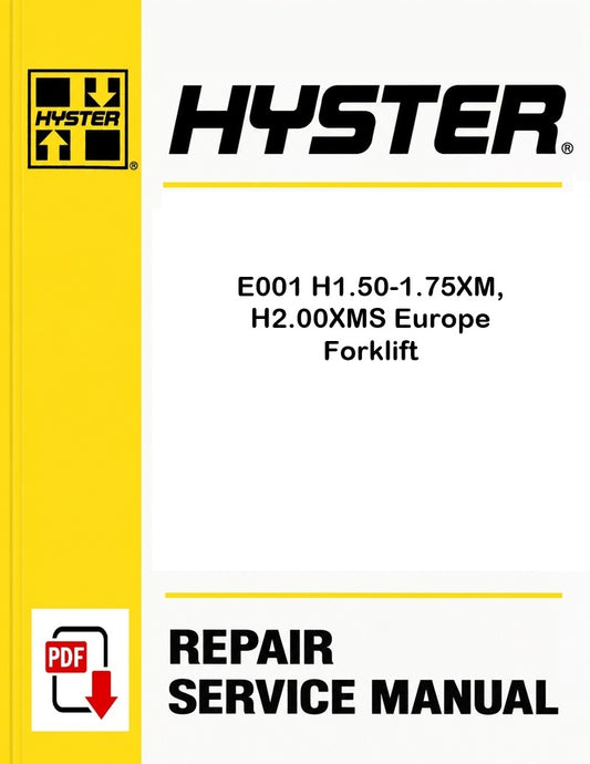 Hyster E001 H1.50-1.75XM, H2.00XMS Europe Forklift Pdf Service Manual