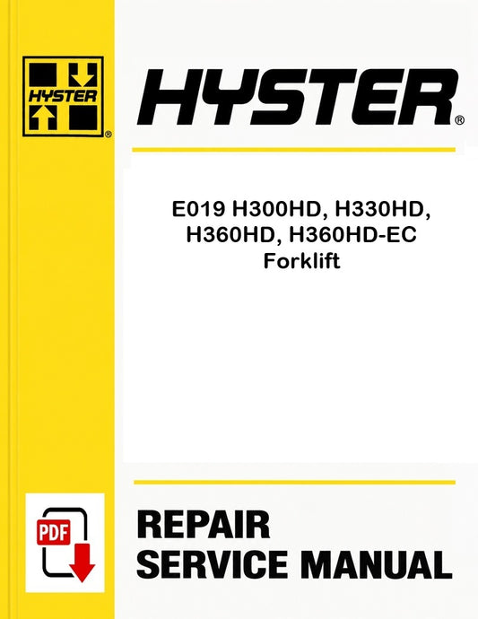 Hyster E019 H300HD, H330HD, H360HD, H360HD-EC Forklift Pdf Service Manual