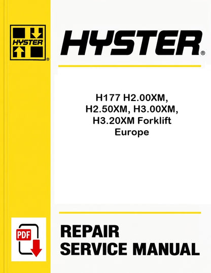 Hyster H177 H2.00XM, H2.50XM, H3.00XM, H3.20XM Forklift Europe Pdf Service Manual
