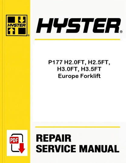 Hyster P177 H2.0FT, H2.5FT, H3.0FT, H3.5FT Europe Forklift Pdf Service Manual