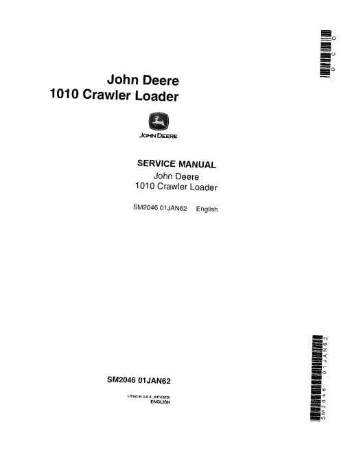 John Deere 1010 Crawler Loader Pdf Technical Service Repair Manual SM2046