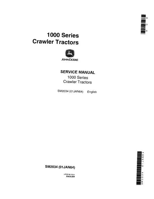 John Deere 1010 Crawler Tractor Pdf Technical Service Repair Manual SM2034