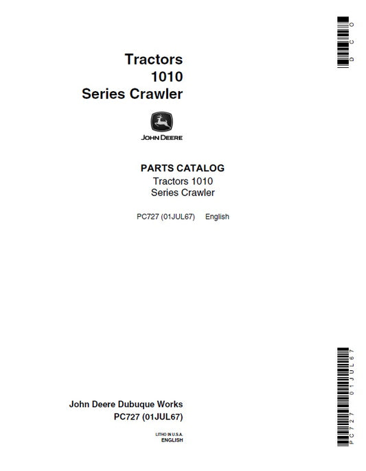 John Deere 1010 Crawler Tractors Parts Catalog Manual PDF PC0727