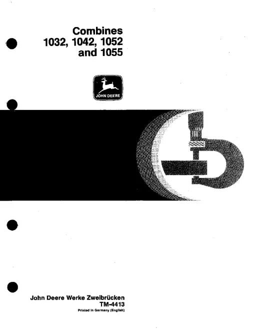 John Deere 1032, 1042, 1052 and 1055 Combines Pdf Technical Service Repair Manual TM4413