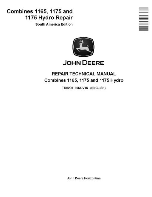 John Deere 1165, 1175 and 1175 Hydro Combines Pdf Technical Service Repair Manual TM8205