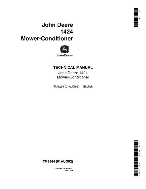 John Deere 1424 Mower-Conditioners Pdf Technical Service Repair Manual TM1264
