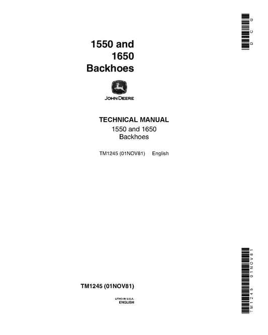 John Deere 1550 and 1650 Backhoes Pdf Technical Service Repair Manual TM1245