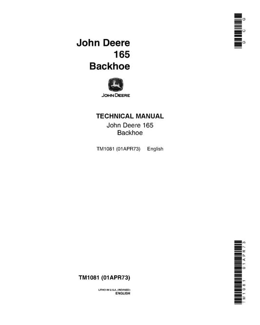 John Deere 165 Backhoe Pdf Technical Service Repair Manual TM1081