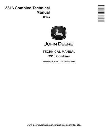 John Deere 3316 (C100) Combine Pdf Technical Service Repair Manual (TM117019)
