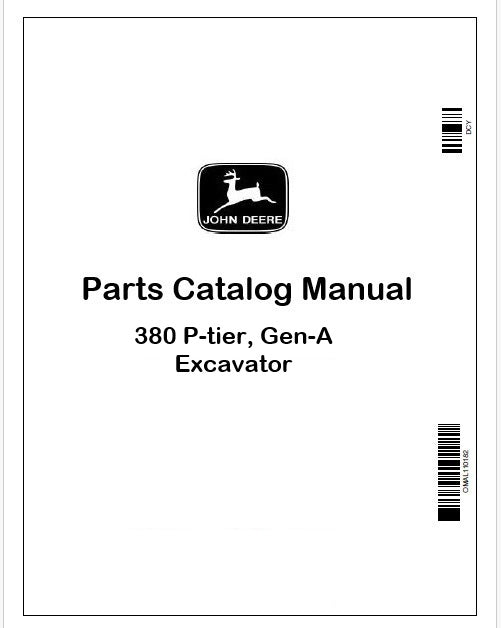 John Deere 380 P-tier, Gen-A Excavator Parts Catalog Manual PDF PC15429