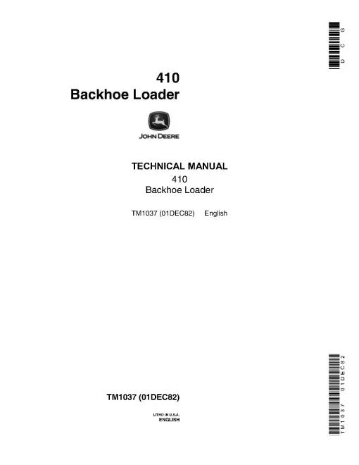 John Deere 410 Backhoe Loader Pdf Technical Service Repair Manual TM1037