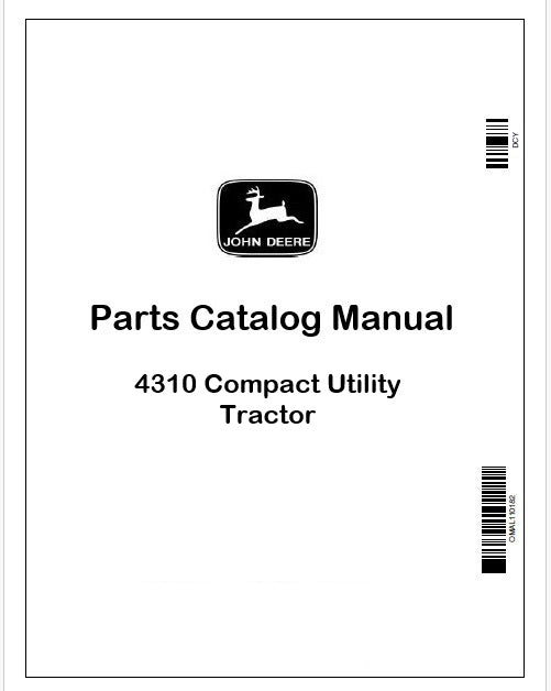 John Deere 4310 Compact Utility Tractor Parts Catalog Manual PDF PC2919