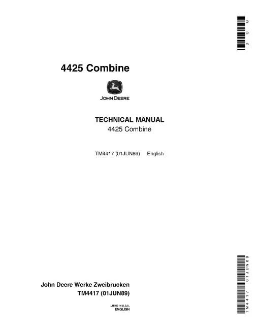 John Deere 4425 Combines Pdf Technical Service Repair Manual TM4417
