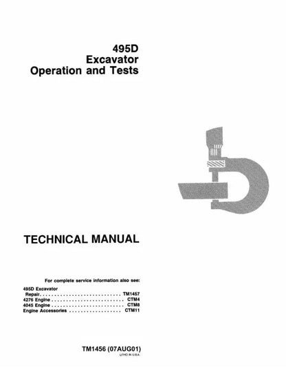 John Deere 495D Wheeled Excavators Operation and Test Manual (TM1456)