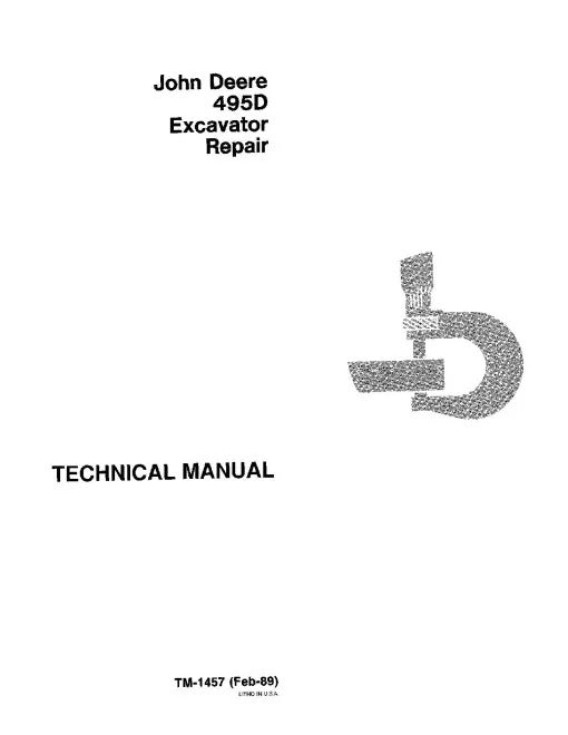 John Deere 495D Wheeled Excavators Repair Manual (TM1457)
