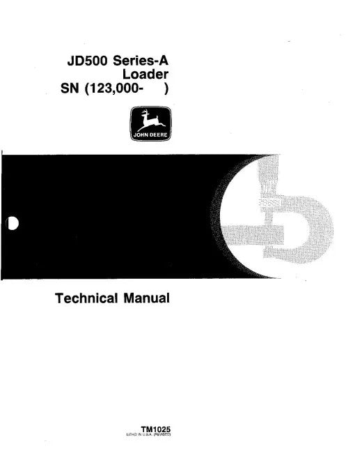 John Deere 500A Backhoe Loader Pdf Technical Service Repair Manual TM1025