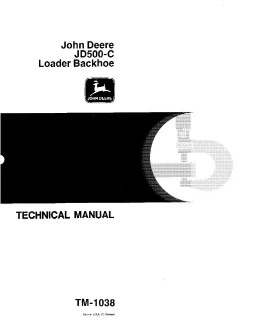 John Deere 500C Backhoe Loader Pdf Technical Service Repair Manual TM1038