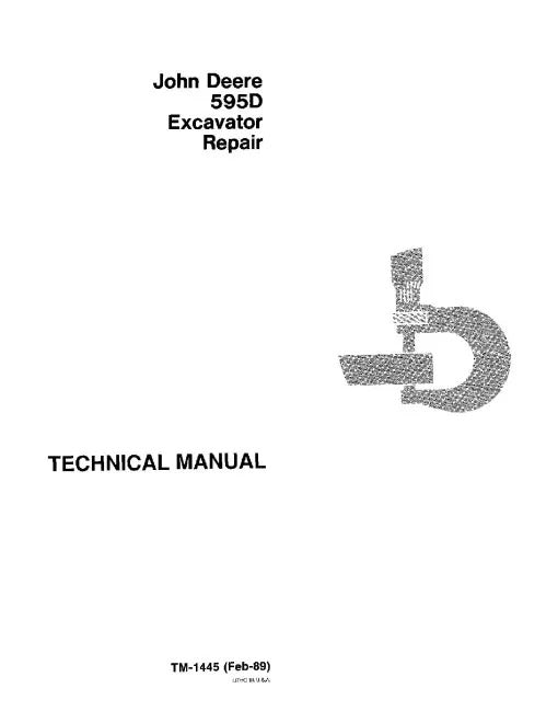 John Deere 595D Wheeled Excavators Repair Manual (TM1445)