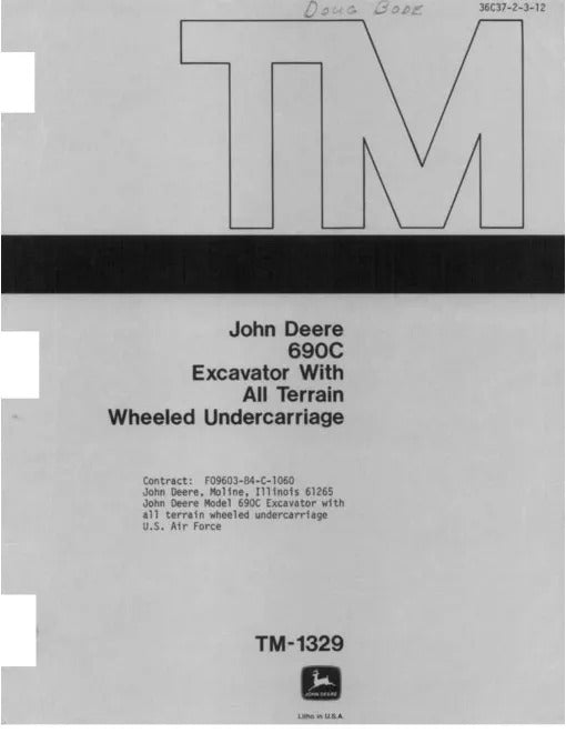 John Deere 690CR Excavator Pdf Technical Service Repair Manual TM1329