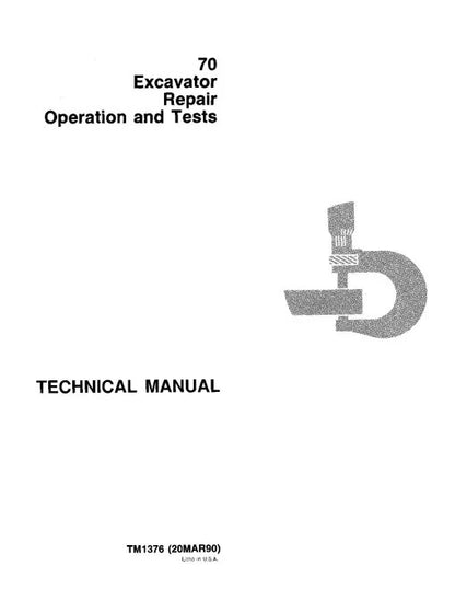 John Deere 70 Compact Excavator Pdf Diagnostic, Operation and Test Manual TM1376