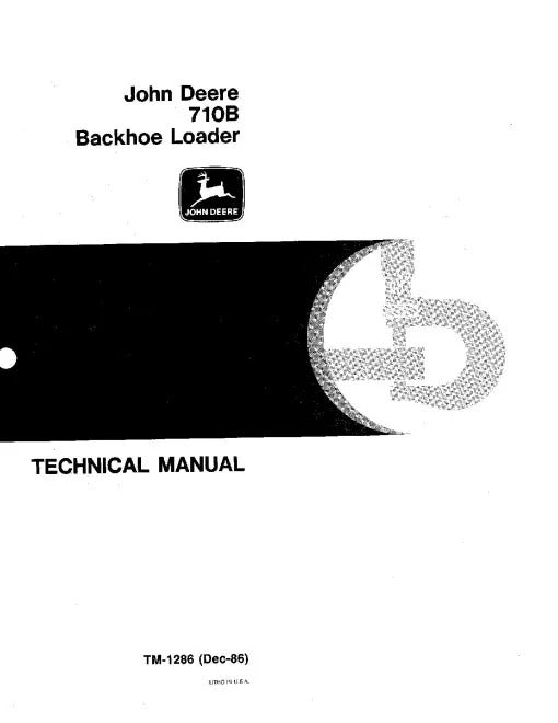 John Deere 710B Backhoe Loader Pdf Technical Service Repair Manual TM1286